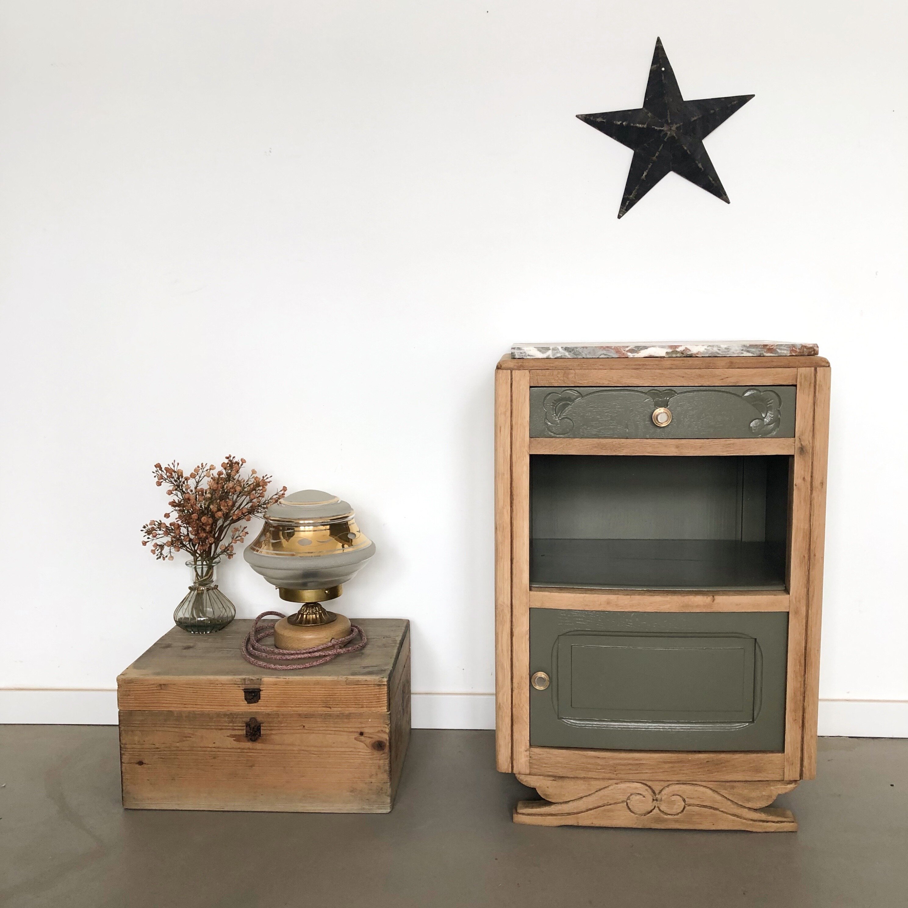 Chevet Kaki marbre rouge 3