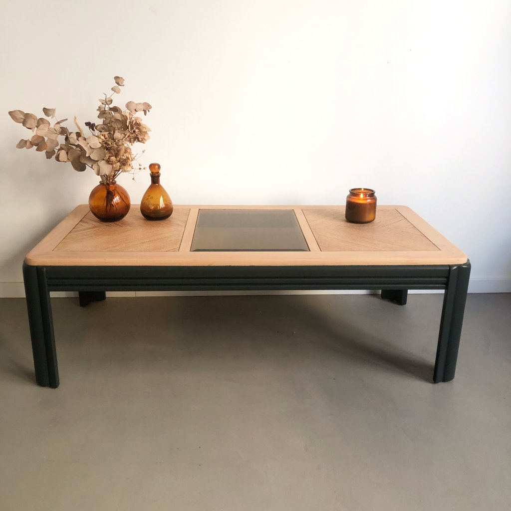 Table basse, obsidian green et vert fumé 1