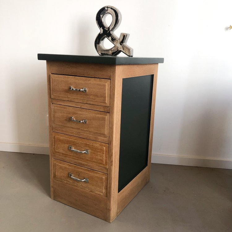 Colonne bureau 4 tiroirs en chêne obsidian green