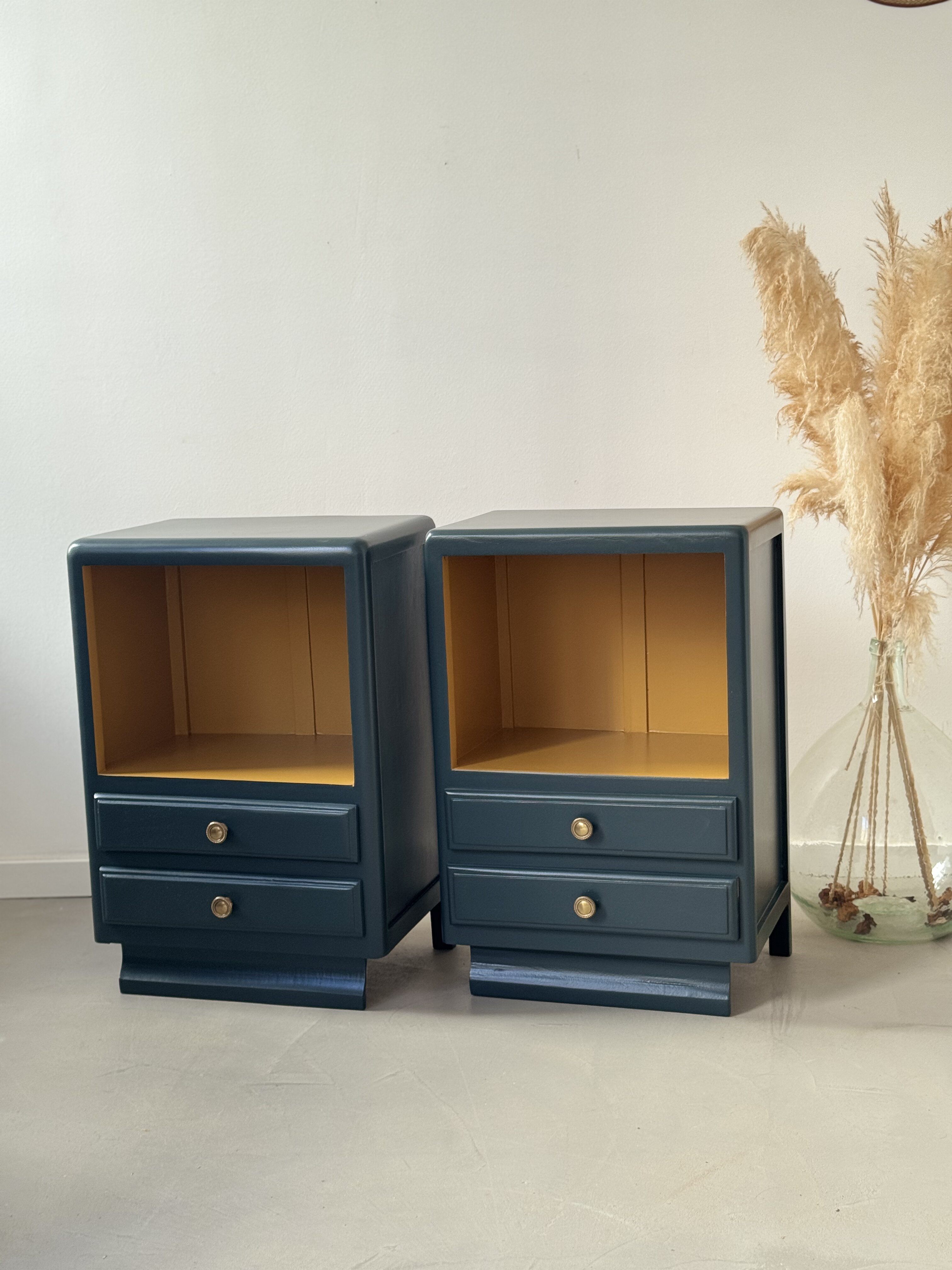 Paire de chevet black blue et tabac d'Espagne 5