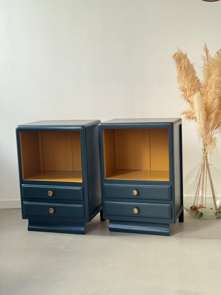 Paire de chevet black blue et tabac d'Espagne 5