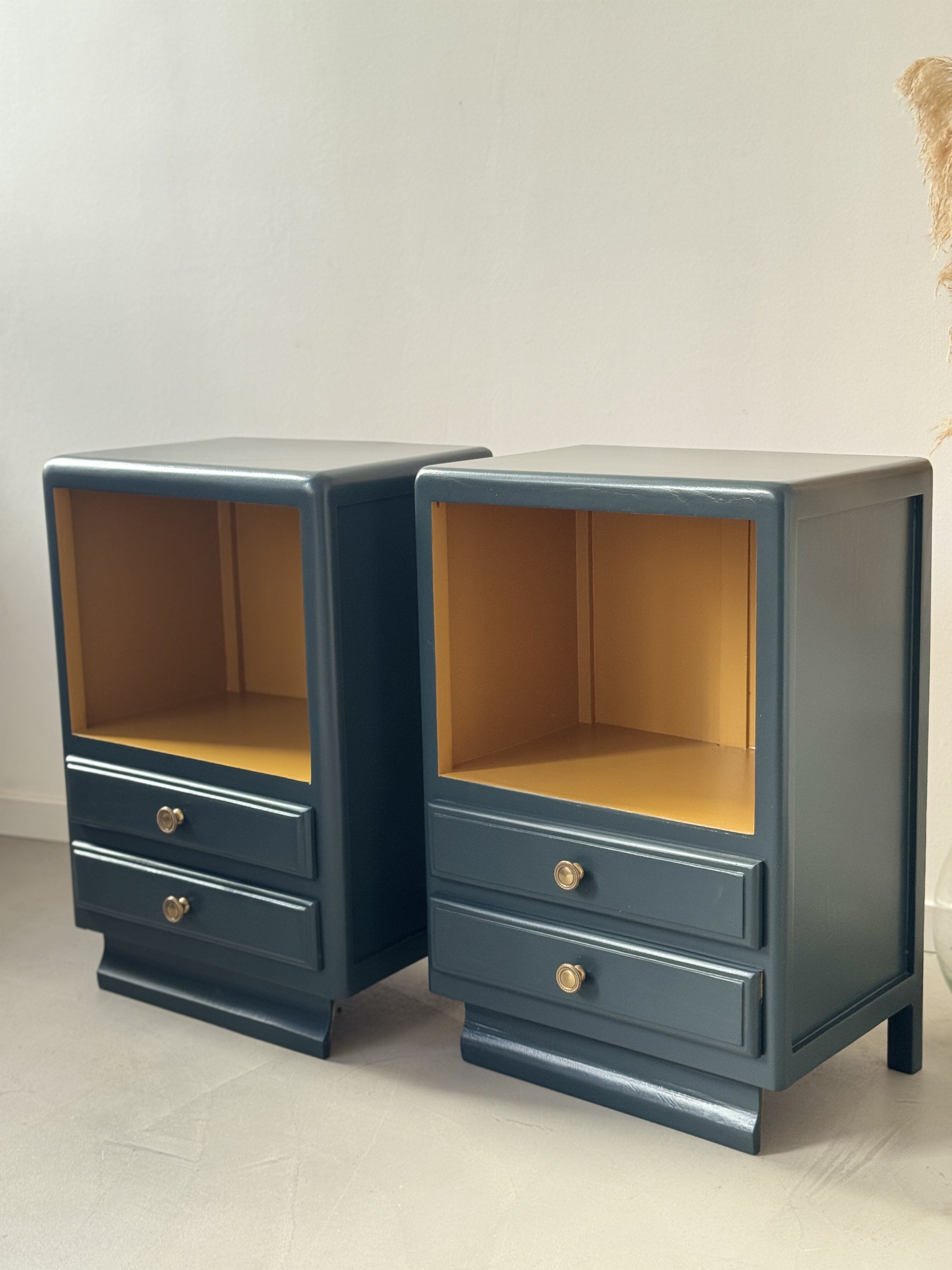 Paire de chevet black blue et tabac d'Espagne