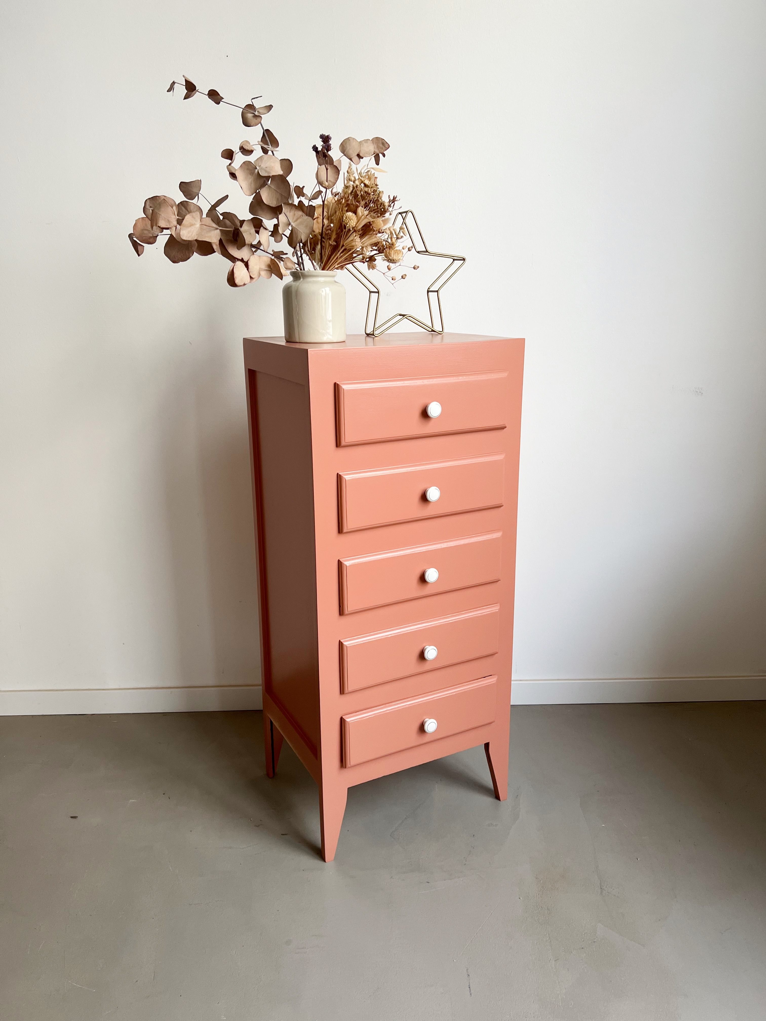 Chiffonnier étroit 5 tiroirs joue à bisous